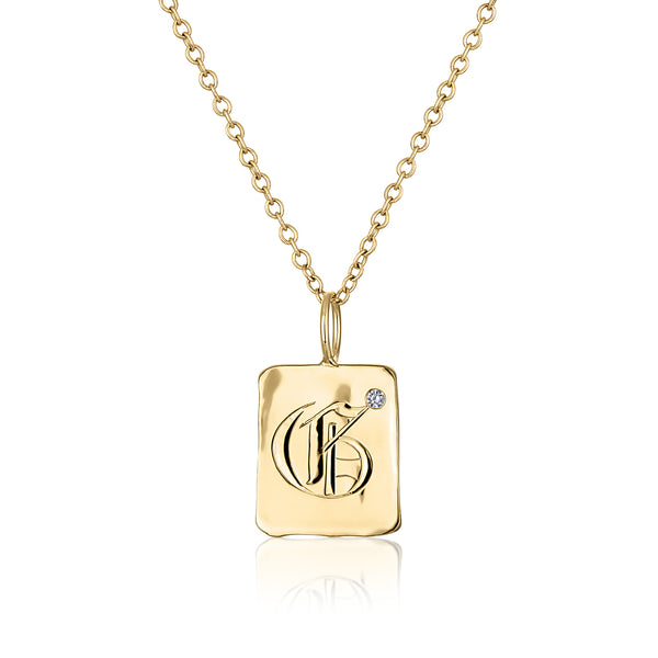 Gold & Diamond Hand Engraved Initial Charm