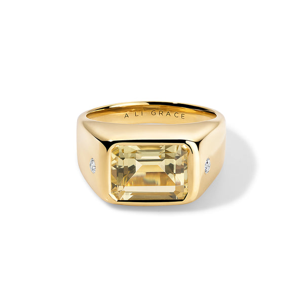 ali grace ali grace jewelry aligrace ali grace design handmade jewelry nyc custom bespoke jewelry signet ring wedding ring alternative wedding band pinky ring 18k yellow gold