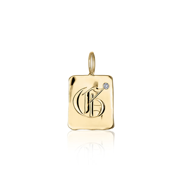 Gold & Diamond Hand Engraved Initial Charm