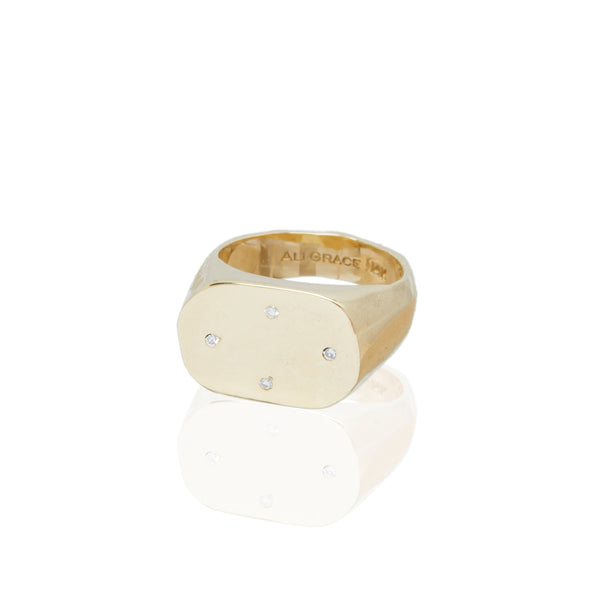ali grace jewelry yellow gold diamond signet ring heirloom jewelry