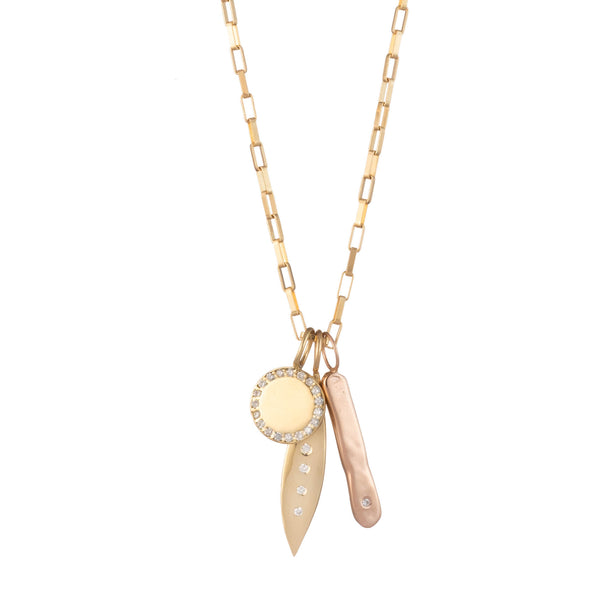 gold charm necklace diamonds rose gold charm necklace
