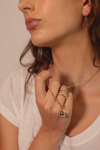 rose gold diamond tear drop charm stack charm necklace