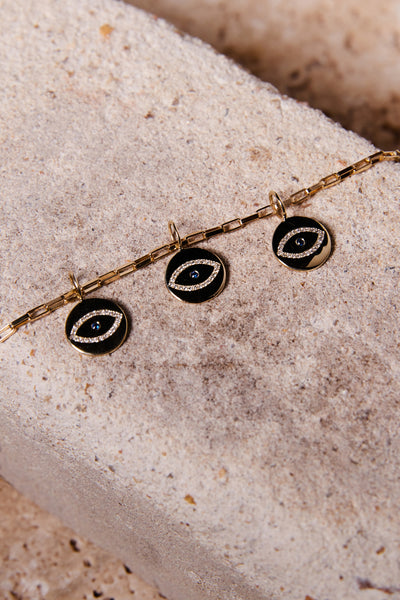 ali grace jewelry sustainable fashion ethical jewelry diamond evil eye charm gold sapphire evil eye fine jewelry necklace