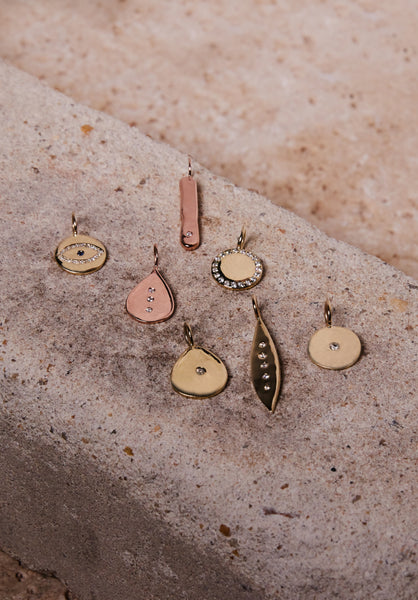 rose gold diamond tear drop charm necklace delicate every day jewelry