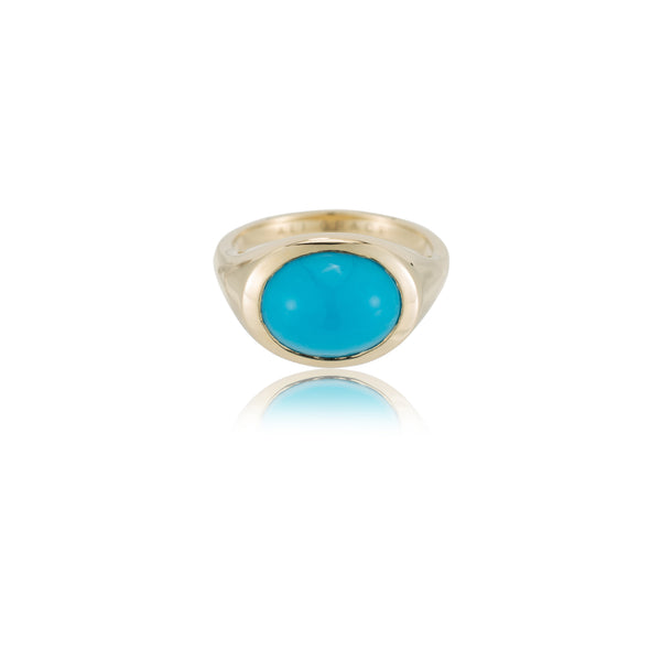 ali grace jewelry turquoise cabochon signet ring pinky ring recycled gold handmade jewelry