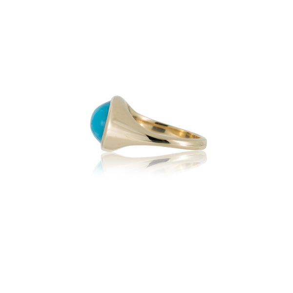ali grace jewelry turquoise cabochon signet ring pinky ring recycled gold handmade jewelry