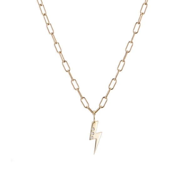 ali grace jewelry lightning bolt electric diamond charm custom charm necklace sustainable fashion sustainability ethical fashion jewelry design handmade in nyc