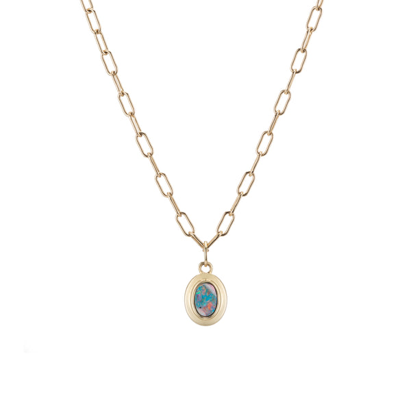 ali grace jewelry opal charm necklace sustainable ethical fashion handmade in nyc