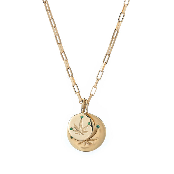 ali grace jewelry sustainable jewelry design weed cannabis leaf charm necklace rockstar jewelry