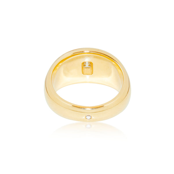 ali grace jewelry diamond bubble ring emerald cut diamond ring signet ring handmade in nyc recycled yellow gold ethically sourced diamond ali grace ali grace