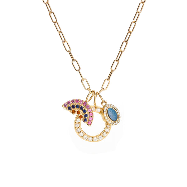 ali grace jewelry ali grace labradorite diamond oval charm handmade in nyc sustainable jewelry ethical design handmade in nyc charm necklace rainbow charm