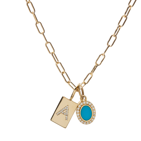 ali grace jewelry  ali grace turquoise diamond charm necklace custom charm necklace sustainable fashion ethical jewelry design handmade in ny