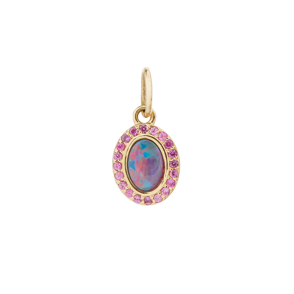 ali grace jewelry opal pink sapphire charm necklace custom design handmade in nyc