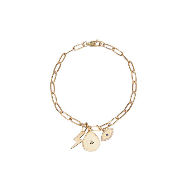 ali grace jewelry ali grace paperlink chain bracelet charm bracelet handmade in nyc sustainable fashion lightning bolt evil eye sapphire
