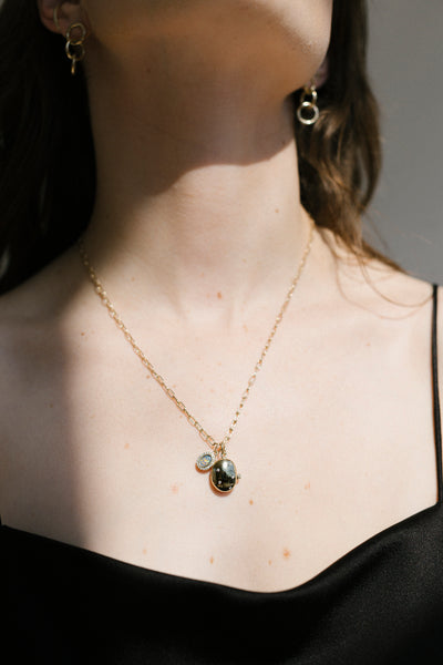 ali grace jewelry ali grace opal diamond charm necklace sustainable fashion ethical jewelry design handmade in nyc locket charm bracelet
