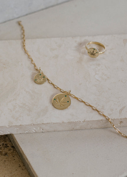 ali grace jewelry sustainable jewelry design  cannabis weed leaf fine jewelry like jacqui aiche