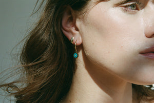 ali grace jewelry sustainable ethical fashion charm necklace fine jewelry turquoise charm necklace layered huggies earrings everyday jewelry