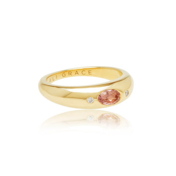 ali grace ali grace jewelry pink tourmaline diamond mini bubble ring pinky ring signet ring sustainable fashion ethical design handmade in nyc new york