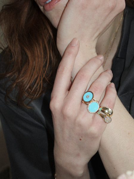 ali grace jewelry ali grace turquoise ring diamond ring handmade jewelry nyc sustainable fashion ethical design diamond pinky ring signet ring heirloom jewelry petite pave pinky ring
