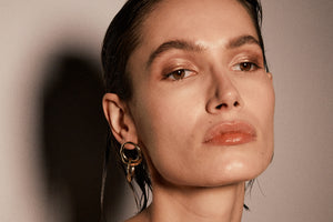 ali grace jewelry gold statement hoop earrings fashion editorial photoshoot sustainable fashion ethical jewelry