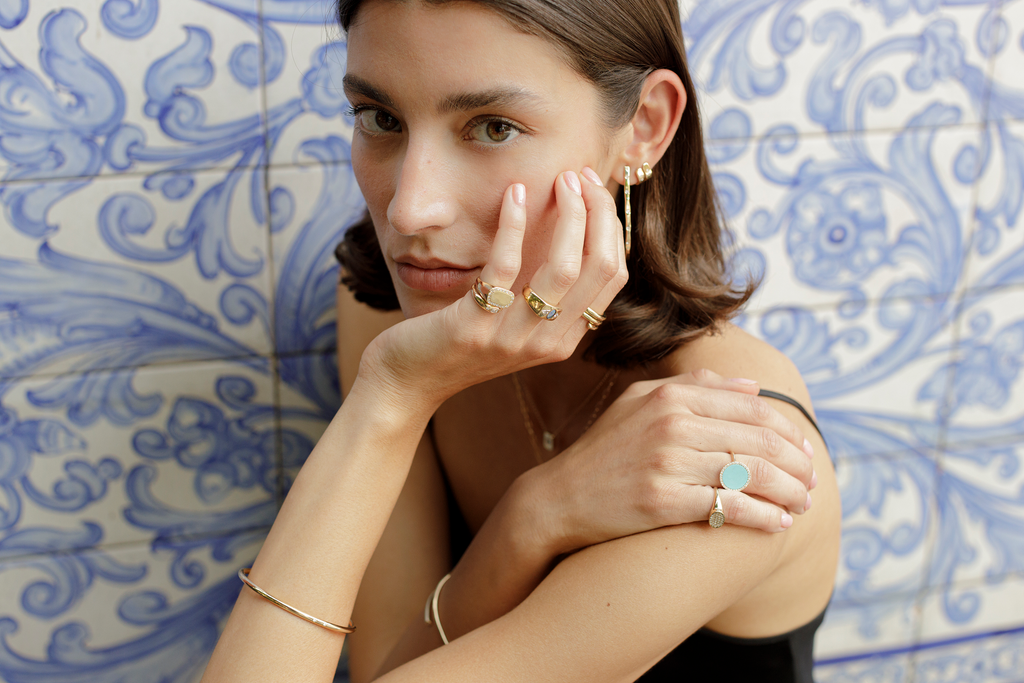 ali grace ali grace jewelry custom jewelry handmade designed in nyc pinky signet ring turquoise ring opal
