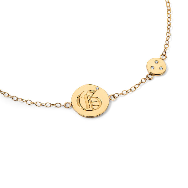 ali grace ali grace jewelry aligrace ali grace design ali grace hair hand engraved initial bracelet charm bracelet 18k yellow gold handmade in nyc