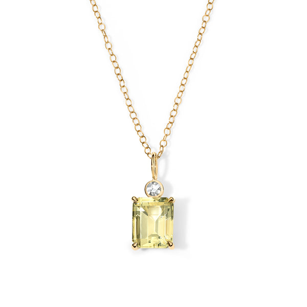 ali grace jewelry aligrace ali grace design ali grace denim lemon citrine diamond rose cut diamond charm necklace 18k yellow gold handmade jewelry recycled gold handcrafted in new york city downtown chic
