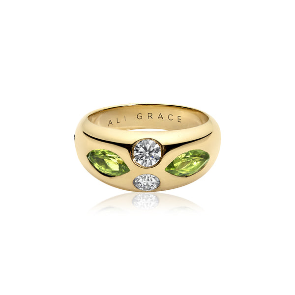 ali grace ali grace jewelry aligracedesign ali grace custom jewelry peridot bubble ring diamond ring alternative wedding ring colorful gemstone statement ring