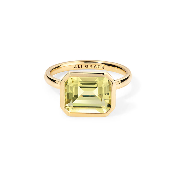 ali grace ali grace jewelry aligrace ali grace design handmade jewelry nyc lemon citrine bezel ring floating ring engagement ring alternative bride wedding 18k yellow gold yellow gold wedding ring
