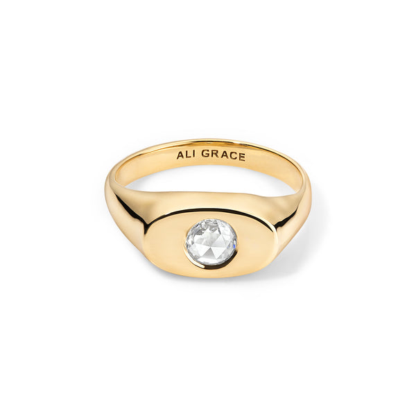 ali grace ali grace jewelry aligrace jewelry handmade ring rose cut diamond gold ring 18k gold signet pinky ring handmade jewelry in nyc