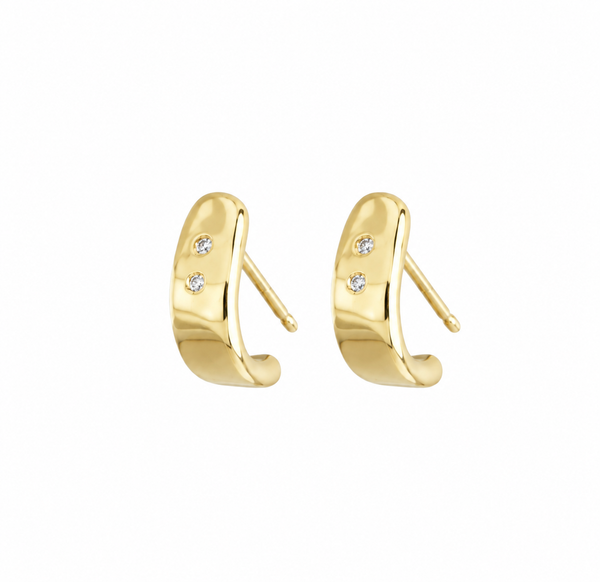 Ali Grace Jewelry Ali Grace aligrace gold diamond huggie earrings every day earrings cool girl simple jewelry handmade in nyc recycled gold ethical diamonds sustainable fashion