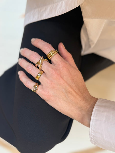 ali grace ali grace jewelry aligrace jewelry handmade ring rose cut diamond gold ring 18k gold signet pinky ring handmade jewelry in nyc cool girl edgy style