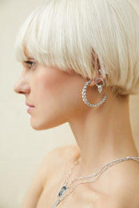 ali grace jewelry sustainable jewelry design handmade in nyc braided sterling silver hoop earrings cool girl fashion style trendsetter