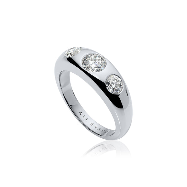 ali grace jewelry ali grace aligrace ali grace hair diamond bubble ring signet ring mens ring mens wedding ring triple diamond ring handmade 18k white gold ring  jewelry designer nyc sustainable fashion