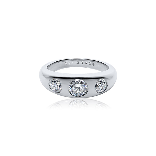 ali grace jewelry ali grace aligrace ali grace hair diamond bubble ring signet ring mens ring mens wedding ring triple diamond ring handmade 18k white gold ring  jewelry designer nyc sustainable fashion