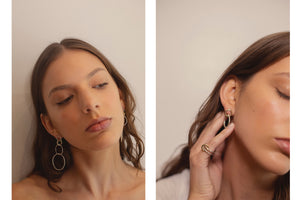 ali grace jewelry gold hoop statement earrings diamond pinky ring family heirloom jewelry custom charm necklace sustainable fashion design