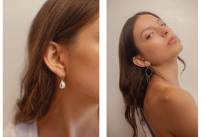 ali grace jewelry gold hoop statement earrings diamond pinky ring family heirloom jewelry custom charm necklace sustainable fashion design gold huggies earrings fashion editorial handmade jewelry nyc