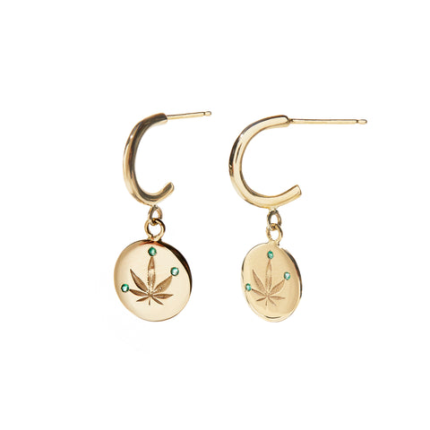 ali grace jewelry ali grace aligrace weed cannabis leaf earrings emerald earrings handmade in nyc