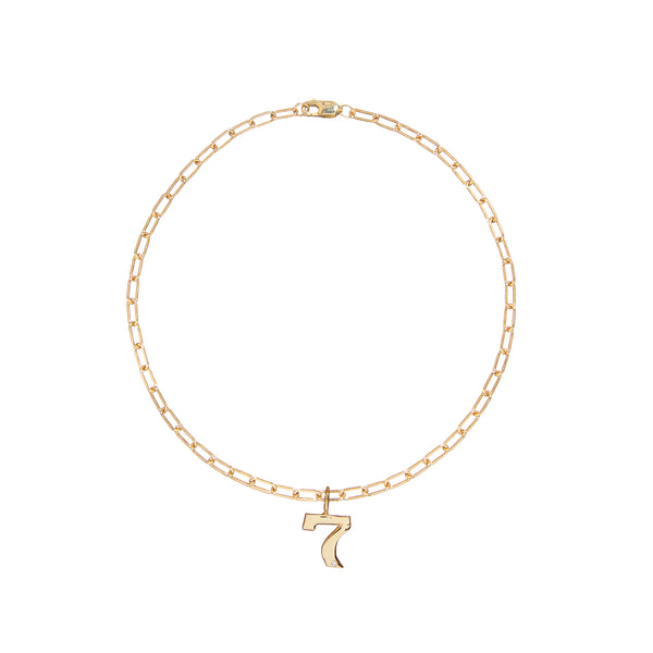 ali grace jewelry ali grace custom gold chain anklet charm anklet paperlink chain handmade in nyc sustainable fashion lucky 7 good luck charm