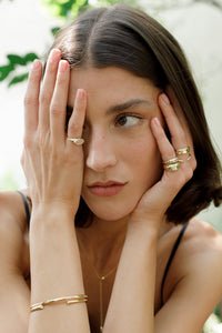 ali grace ali grace jewelry aligrace ali grace design handmade fine jewelry new york nyc ethical fashion recycled gold pinky ring cuff bracelet stackable jewelry stackable ring emerald cut diamond