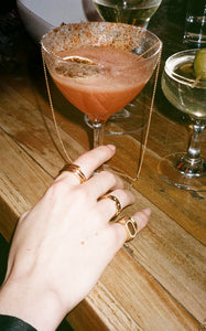 ali grace jewelry ali grace cheesecake sel rrose new york city handmade jewelry nyc sustainable fashion ethical design signet ring peridot bubble ring cocktail party jewelry custom charm necklace moon charm custom pinky ring signet ring handmade in nyc