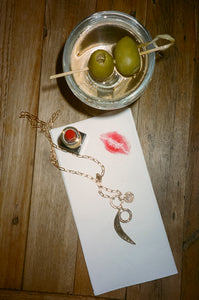 ali grace jewelry ali grace cheesecake sel rrose new york city handmade jewelry nyc sustainable fashion ethical design signet ring peridot bubble ring cocktail party jewelry custom charm necklace moon charm burger fries happy hour new york city lower east side les