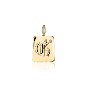 Gold & Diamond Hand Engraved Initial Charm