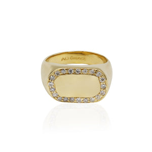 ali grace jewelry gold diamond signet ring custom design