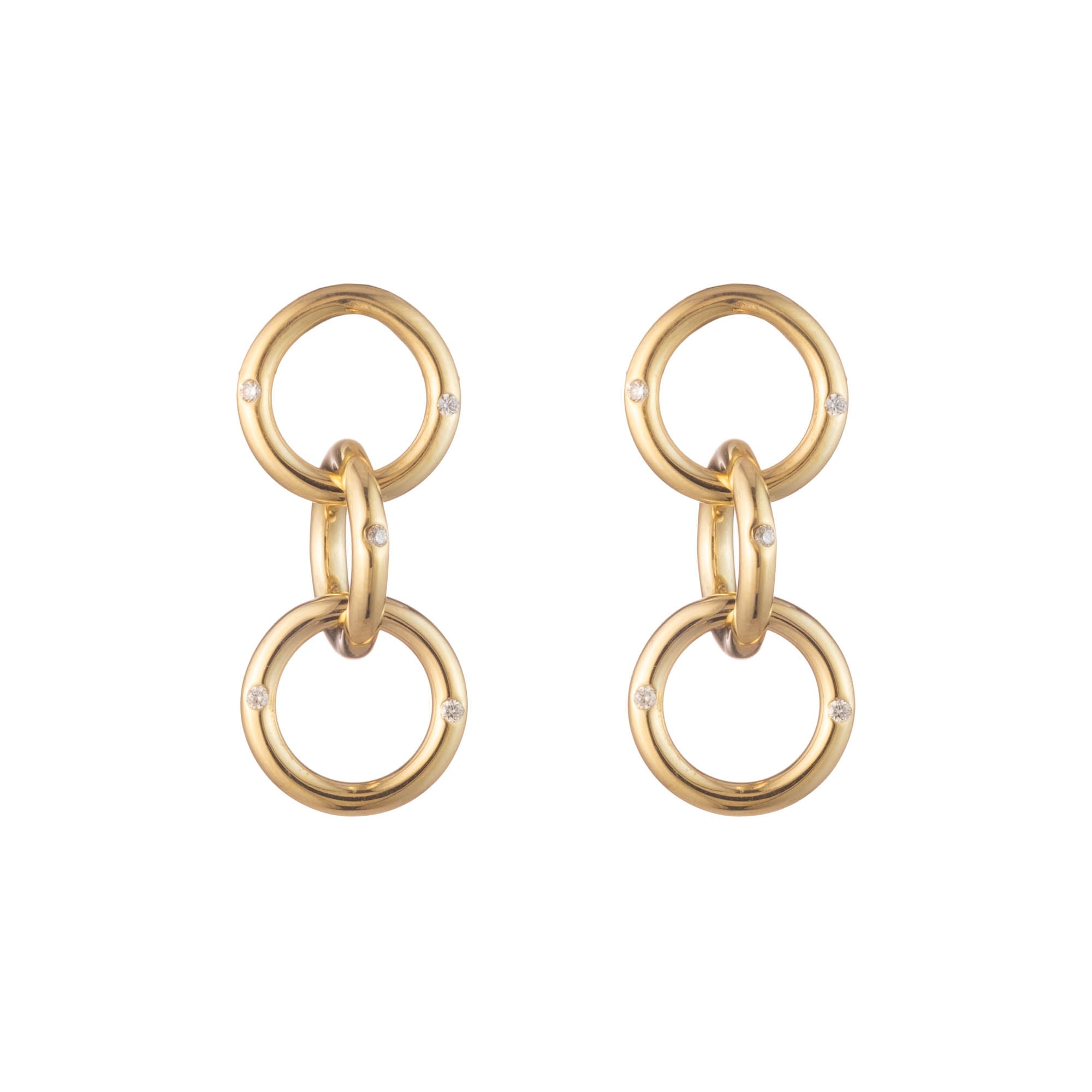 gold diamond hoop earrings interlocked earrings