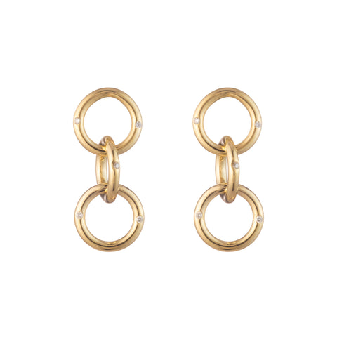 gold diamond hoop earrings interlocked earrings