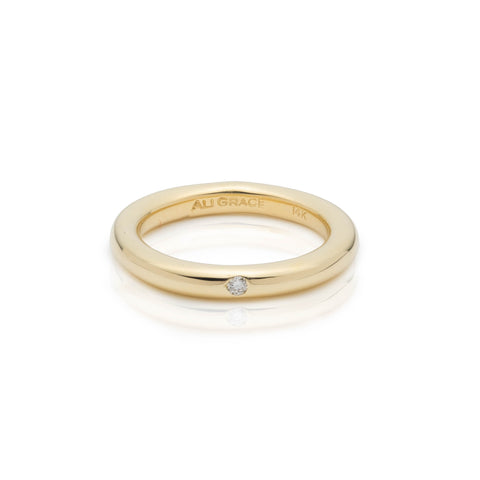 ali grace jewelry sustainable jewelry design locket charm necklace fine jewelry gold diamond band ring alternative wedding ring