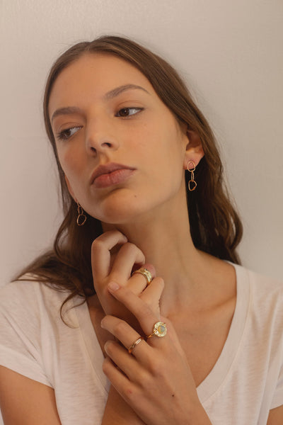 rose gold hoop earrings statement earrings ali grace jewelry sustainable jewelry design  ethical fashion handmade in nyc