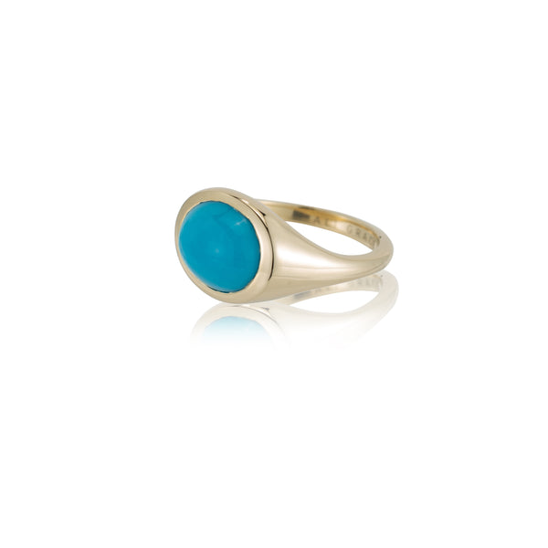 ali grace jewelry turquoise cabochon signet ring pinky ring recycled gold handmade jewelry