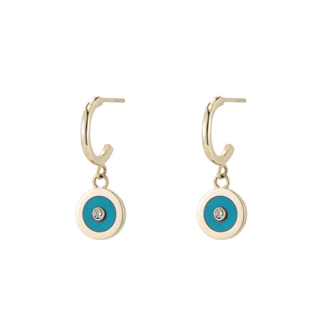 ali grace jewelry turquoise earrings huggies diamond drops ethical fashion sustainable jewelry design handmade in nyc